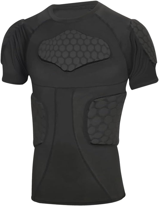 Padded Compression Shirt, Short Sleeve Football Protection Gear
