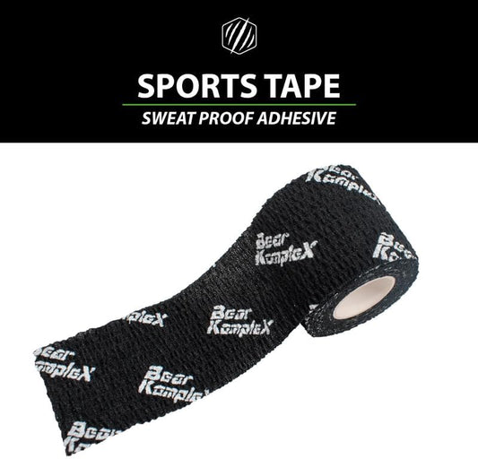 Bear Komplex Athletic Sports Tape, 4 or 12 Pack of Premium Adhesive Wrap, 5 cm Tape, Sweatproof, Breathable, and Non-Slip for Lifting, and Hook Grip, Hypoallergenic and Latex Free
