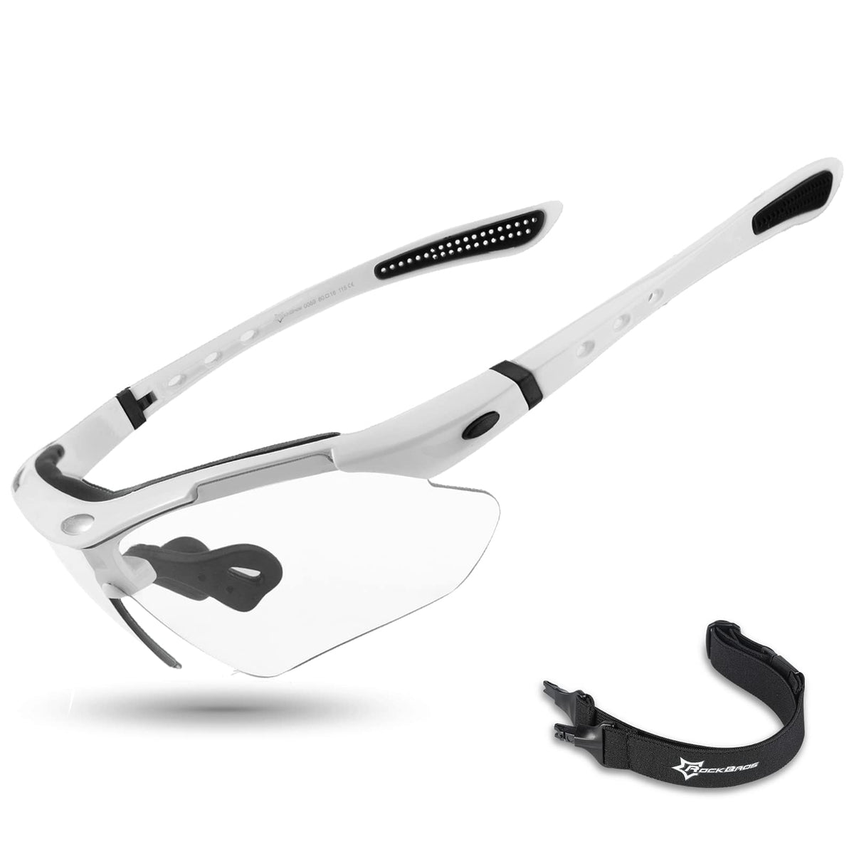 ROCKBROS Photochromic Pickleball Glasses Men Women UV400 & Head Strap