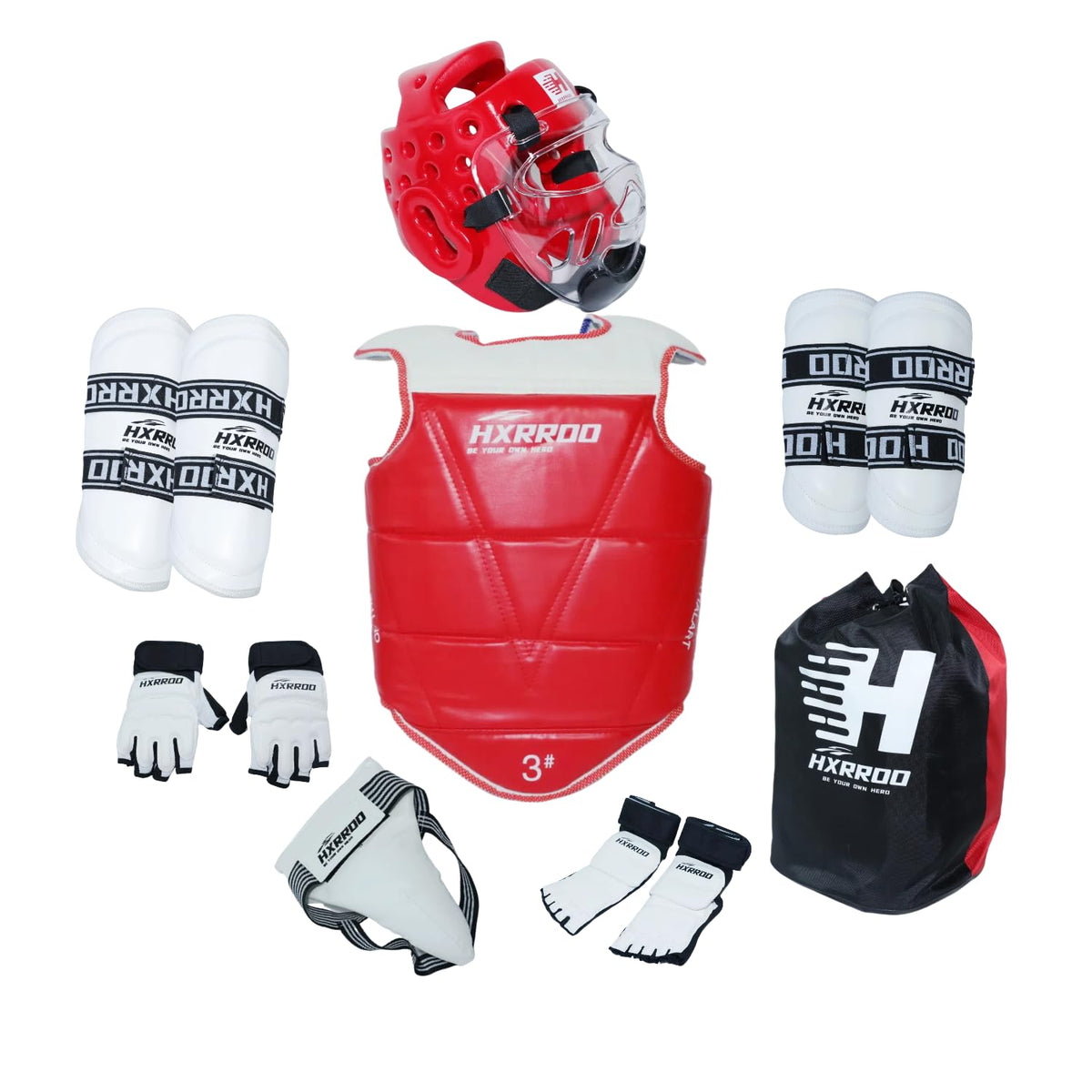 Taekwondo Sparring Gear Set, Head Guard Chest Guard Shin Guard