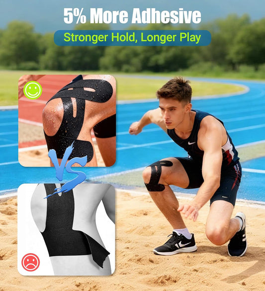 Precut Kinesiology Tape for Knees, 12 Pcs Individual Packaged (Black)