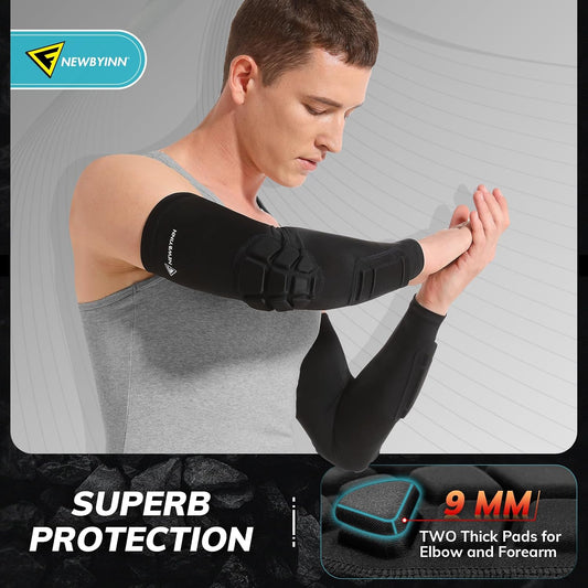 Newbyinn Padded Arm Sleeves 2 Pack, Elbow Forearm Crashproof Pads