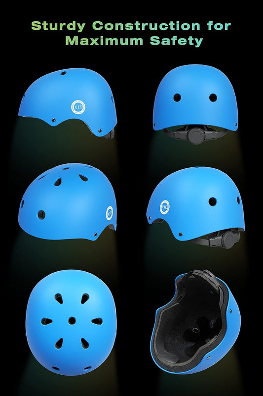 XJD Kids Bike Helmet Set for 3-5-8-14 Years, Knee Elbow Pads Wrist Guards