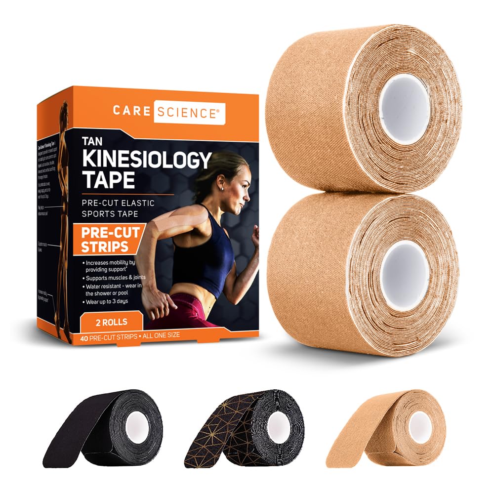Care Science Copper Infused Kinesiology Tape, 40 Precut Strips, 2 Rolls