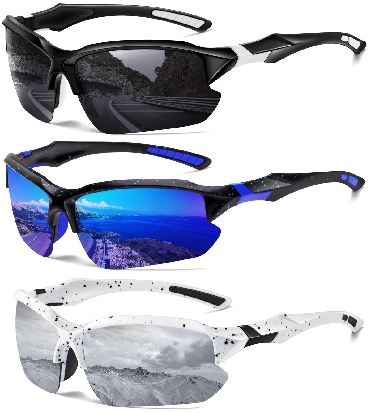 Sports Polarized Sunglasses for Men Cycling Running Fishing UV Protection Sun Glasses Lightweight Half Frame Goggles