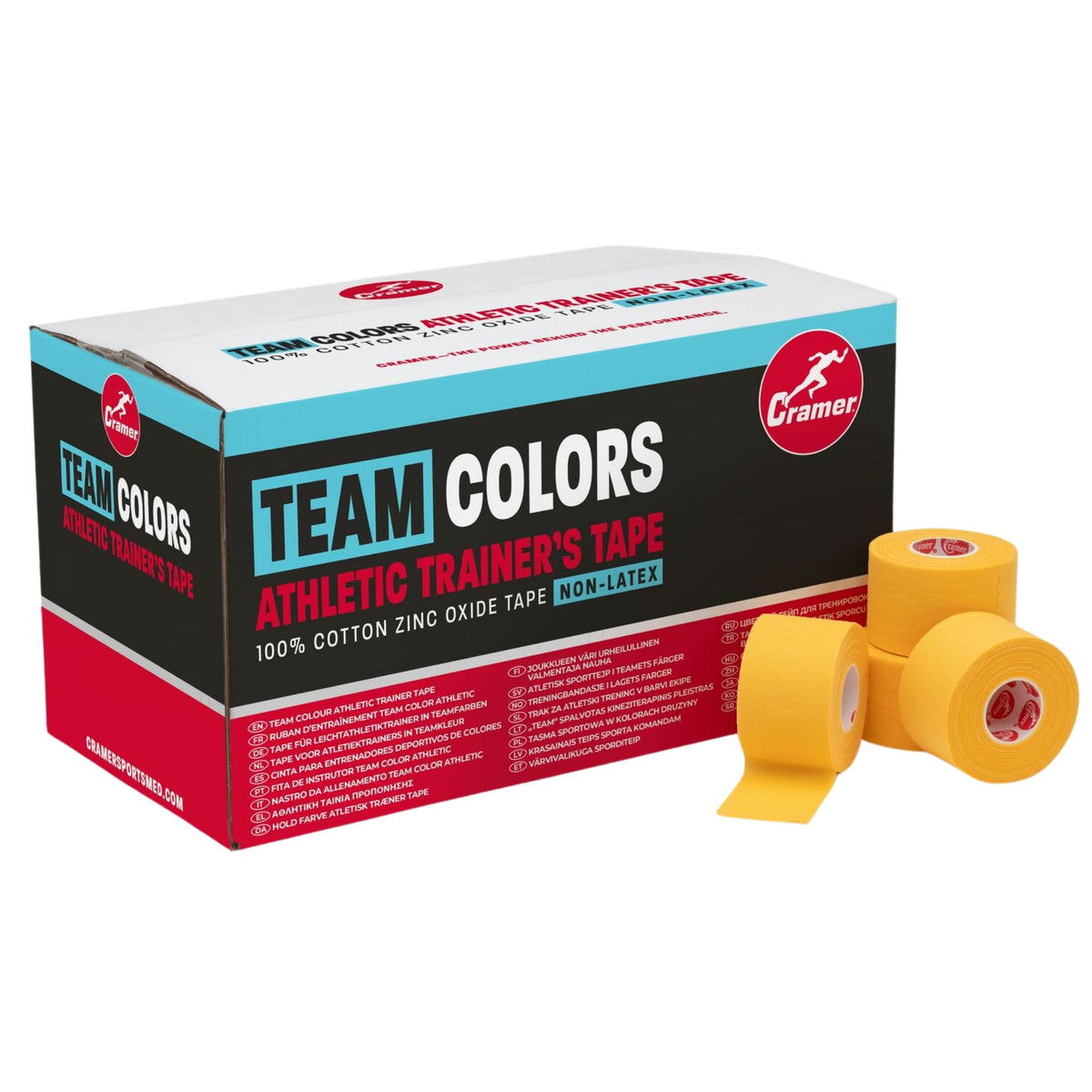 Cramer Team Color Athletic Tape, Black, Latex-Free, 1.5" x 15yds, 32 Roll Bulk Case, Tearable Sports Tape for Wrists, Ankles, Baseball, Training, Strong Athletic Wrap for Athletes & Trainers