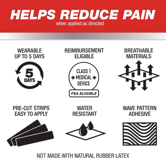 Mueller Sports Medicine Typhoon Kinesiology Therapeutic Tape, Quality Athletic Tape, Latex Free, 20 Pre-Cut I-Strips, 2" x 9.75" Each Strip