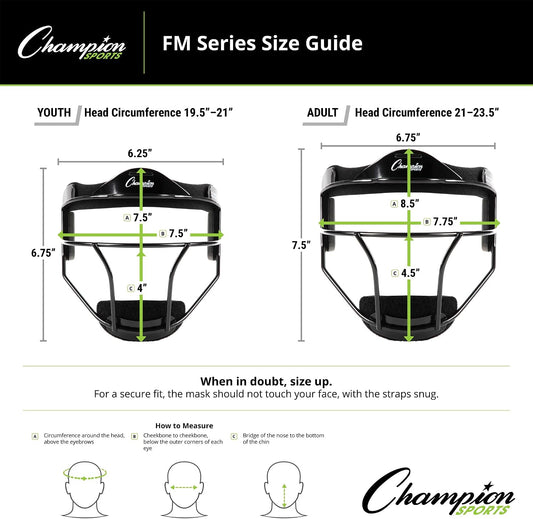 Champion Sports Steel Softball Face Mask – Durable Fielder’s Mask for Youth & Adults, Multiple Colors for Practice & Games