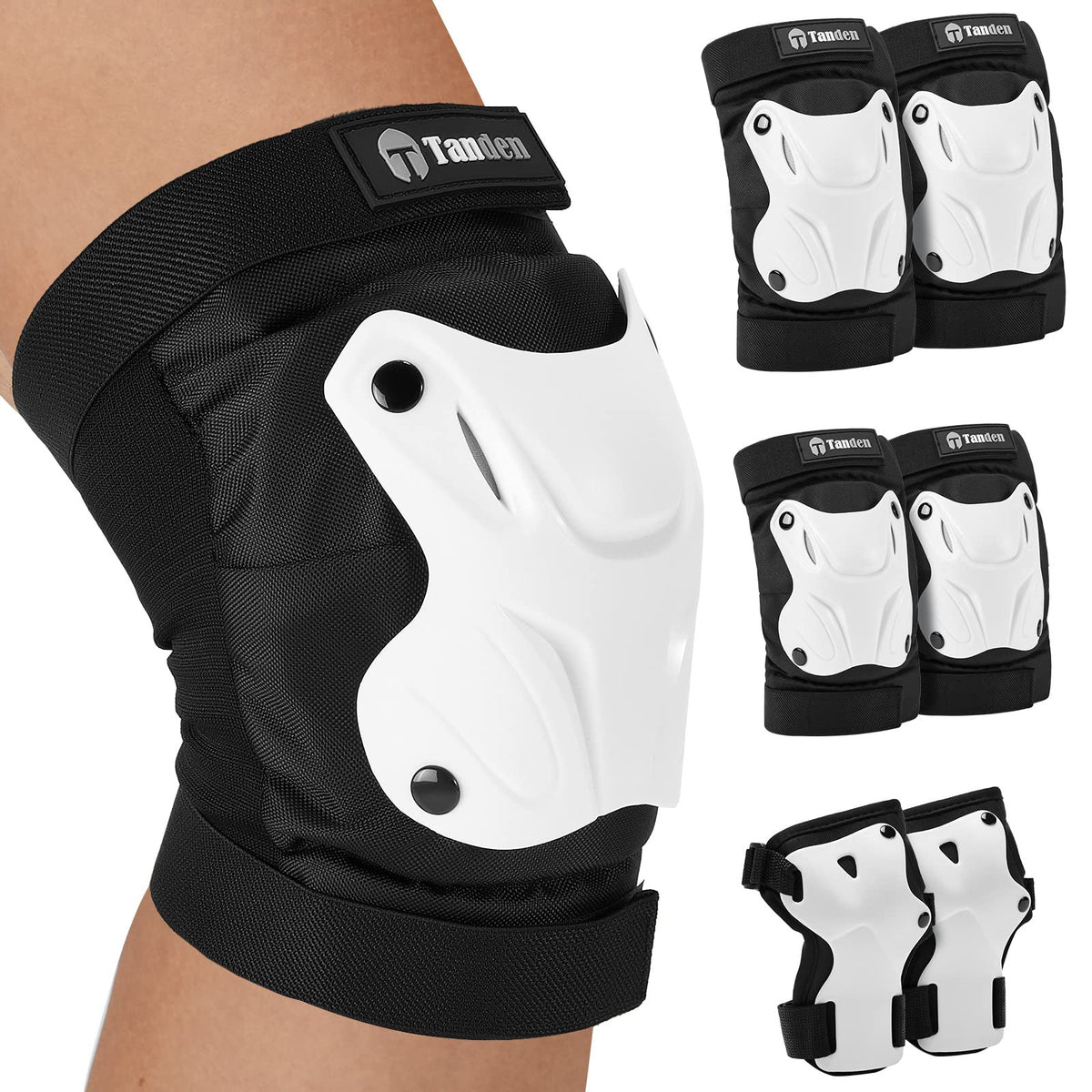 Tanden Skating Protective Gear Knee and Elbow Pads Wrist Guards for Roller Skating Skateboarding, Skate Pads Adult Knee Pads