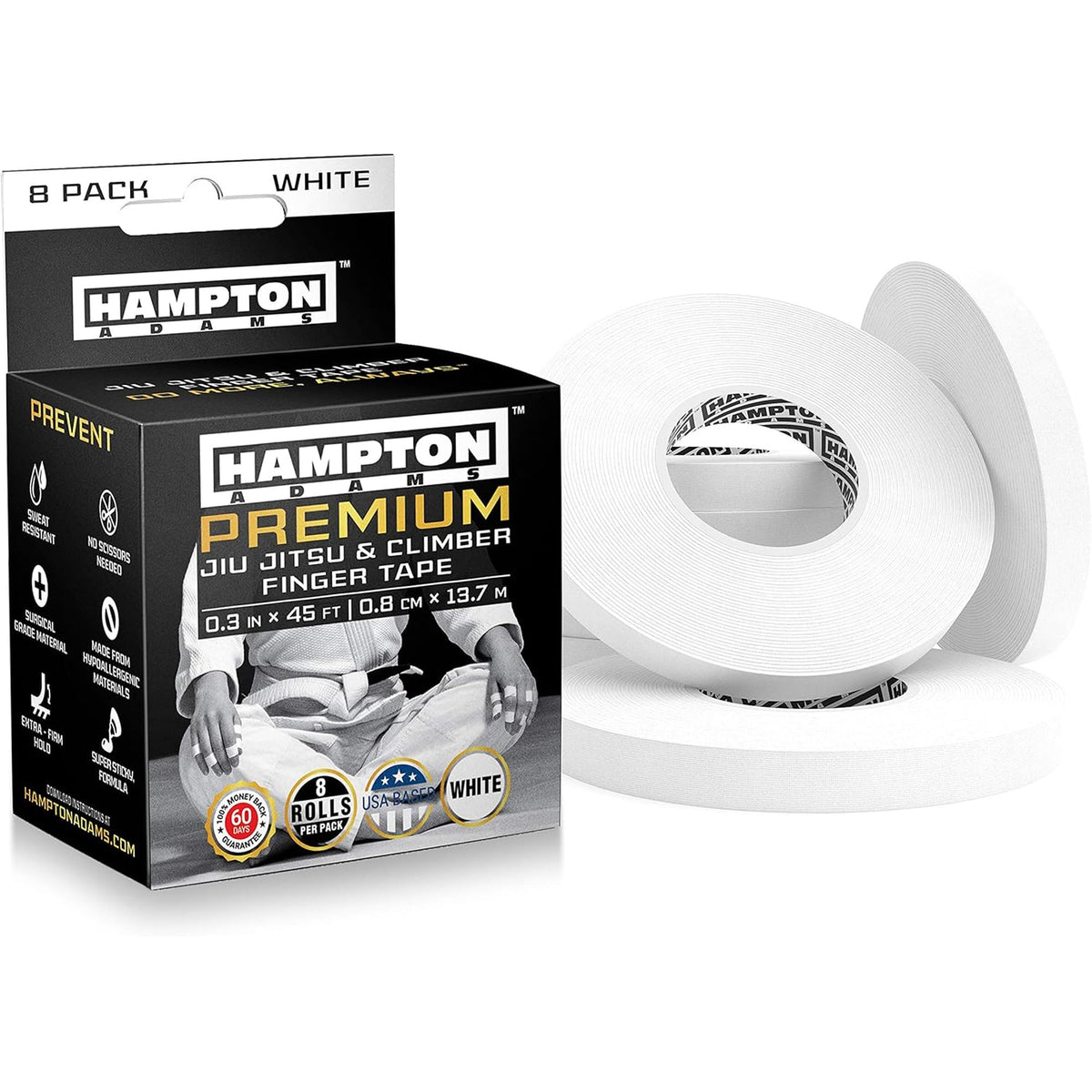 Hampton Adams Pro Finger Tape, Non Slip Grip for BJJ & Climbing
