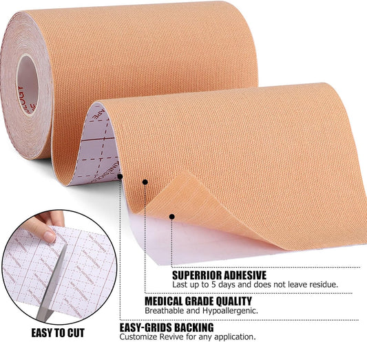 4 Rolls Kinesiology Tape, 4" x 5.5yd Extra Wide for Muscle Support