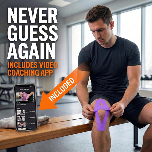 Kinesiology Tape - Waterproof Athletic Sports Tape for Knee, Shoulder, Arm & Back Support | 3-5 Day Adhesion, Hypoallergenic & Latex-Free + Taping Guide (Precut, 2"x16.4ft Roll, Indigo Purple)