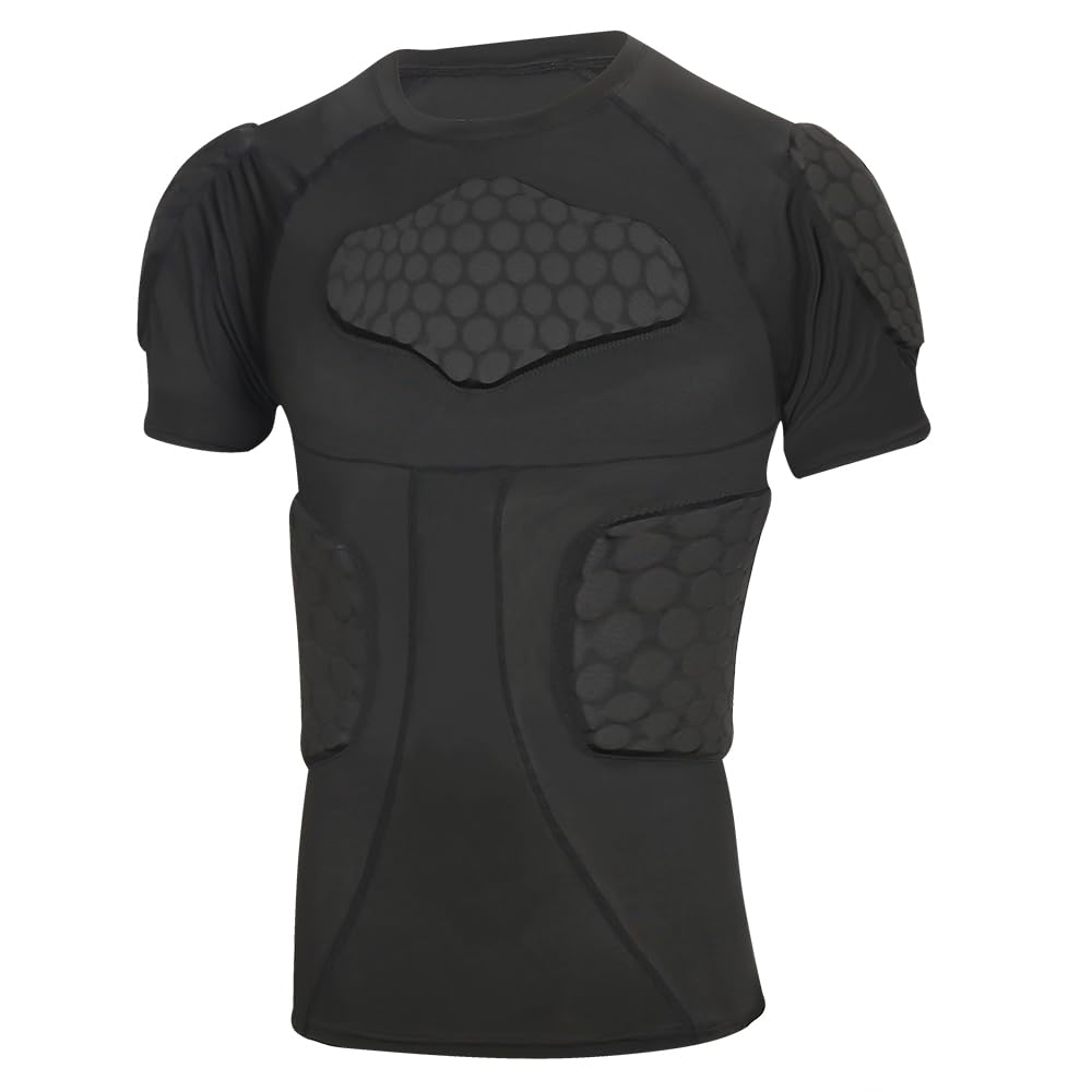 Padded Compression Shirt, Short Sleeve Football Protection Gear