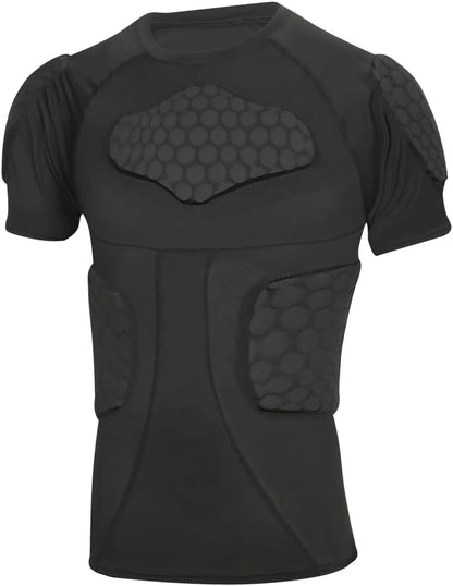 Padded Compression Shirt, Short Sleeve Football Protection Gear