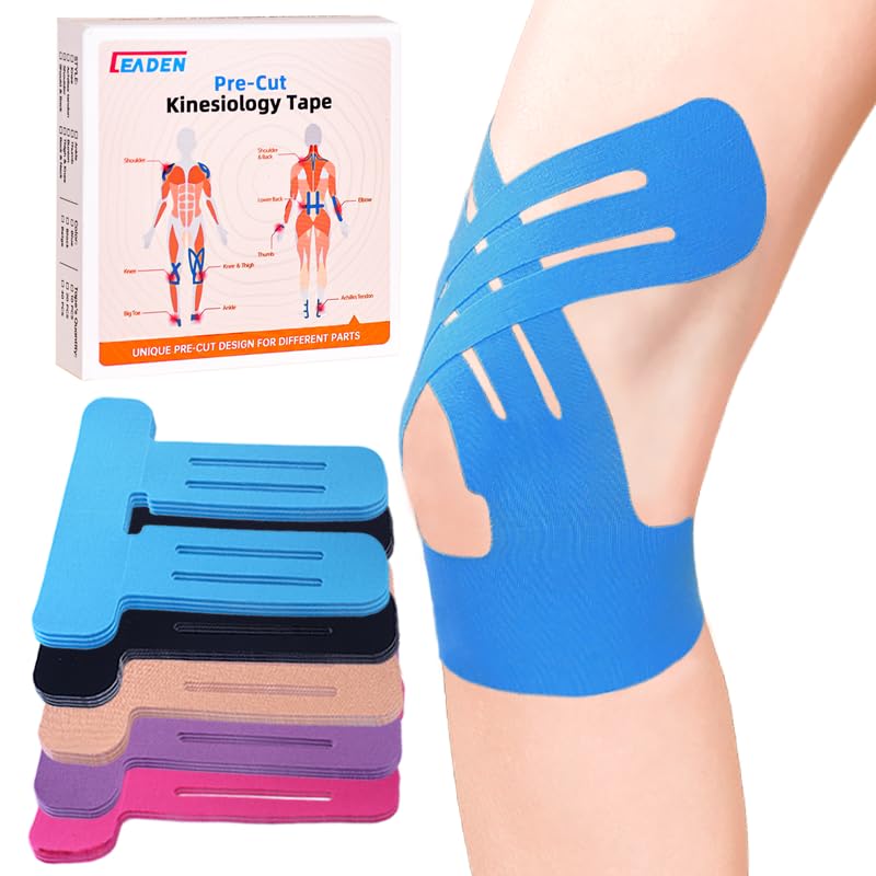 Precut Kinesiology Tape for Knees, Upgraded, 10 Pcs, Black