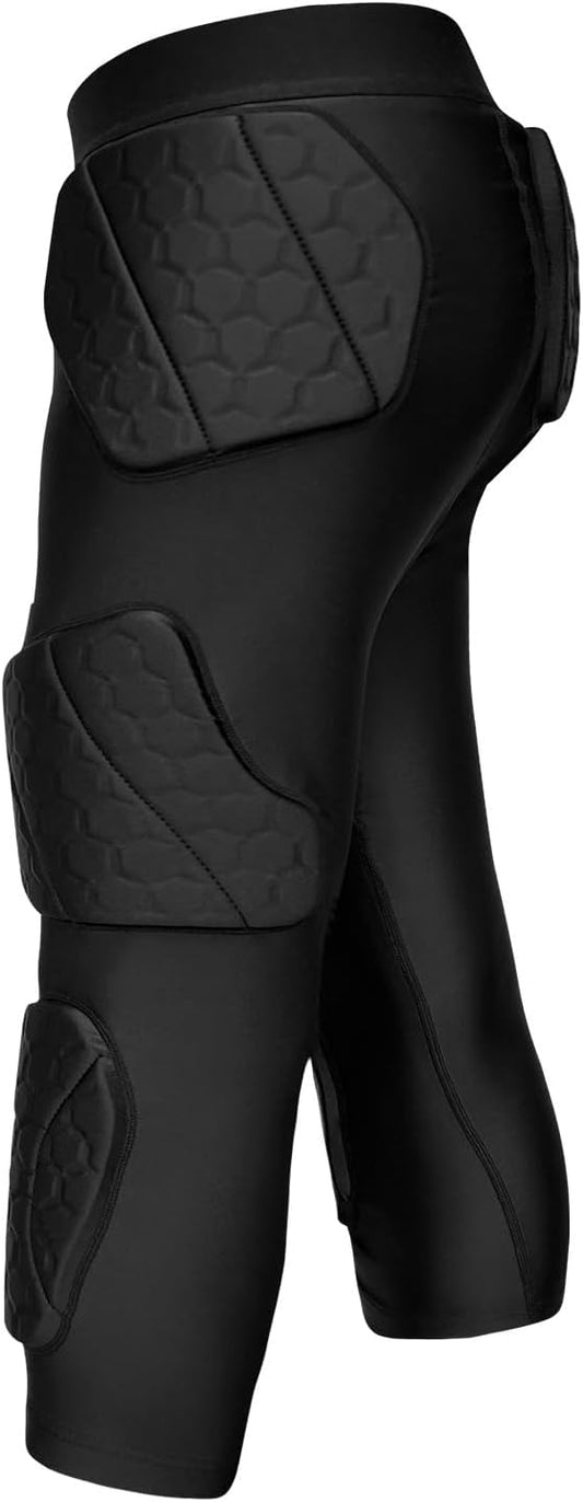 7 Pad Girdle Football Youth Football Girdle Youth Boys with Knee Integrated Hip Tailbone Thigh Pads- Basketball Padded Compression Shorts for Basketball Baseball Rugby Soccer