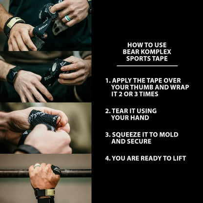 Bear Komplex Athletic Sports Tape, 4 or 12 Pack of Premium Adhesive Wrap, 5 cm Tape, Sweatproof, Breathable, and Non-Slip for Lifting, and Hook Grip, Hypoallergenic and Latex Free