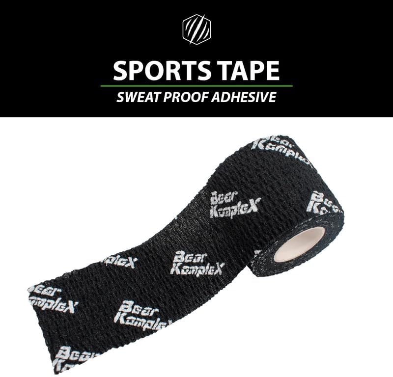 Bear Komplex Athletic Sports Tape, 4 or 12 Pack of Premium Adhesive Wrap, 5 cm Tape, Sweatproof, Breathable, and Non-Slip for Lifting, and Hook Grip, Hypoallergenic and Latex Free