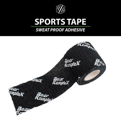 Bear Komplex Athletic Sports Tape, 4 or 12 Pack of Premium Adhesive Wrap, 5 cm Tape, Sweatproof, Breathable, and Non-Slip for Lifting, and Hook Grip, Hypoallergenic and Latex Free
