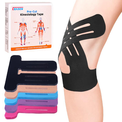 Precut Kinesiology Tape for Knees, Upgraded, 10 Pcs, Black