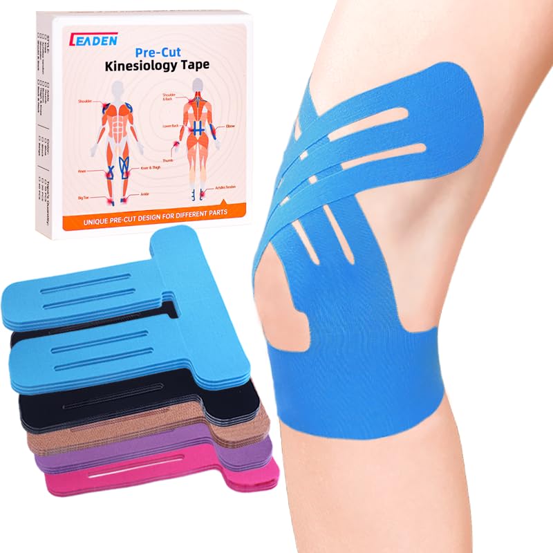 Precut Kinesiology Tape for Knees, Upgraded, 10 Pcs, Black