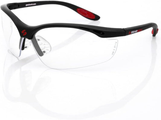 Gearbox Vision Eye Protection with Hard Case, Black Frame/Clear Lens