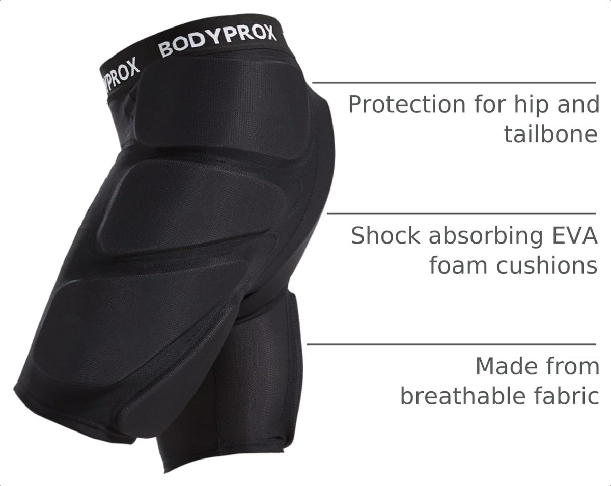 Bodyprox Protective Padded Shorts for Snowboard,Skate and Ski,3D Protection for Hip,Butt and Tailbone