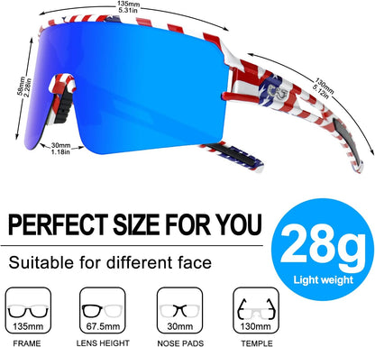 FMY Polarized Cycling Glasses Sports Sunglasses,UV400 Protection Eyewear Baseball Running Fishing for Men Women Youth