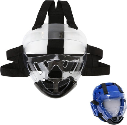 Taekwondo Sparring Mask, Face Shield Face Protection Cover, Transparent Protective Thickening Head Gear, Detachable Removable Headgear Figh Helmet for Fighting Sports Karate Kickboxing Boxing