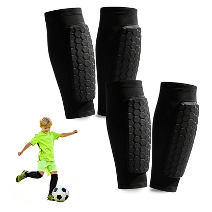 2 Pairs Shin Guards Soccer Kids,Soccer Shin Guards Youth for Boys Girls Protective Gear,Calf Compression Sleeve with Honeycomb Pads for Pickleball Football Ski MTB
