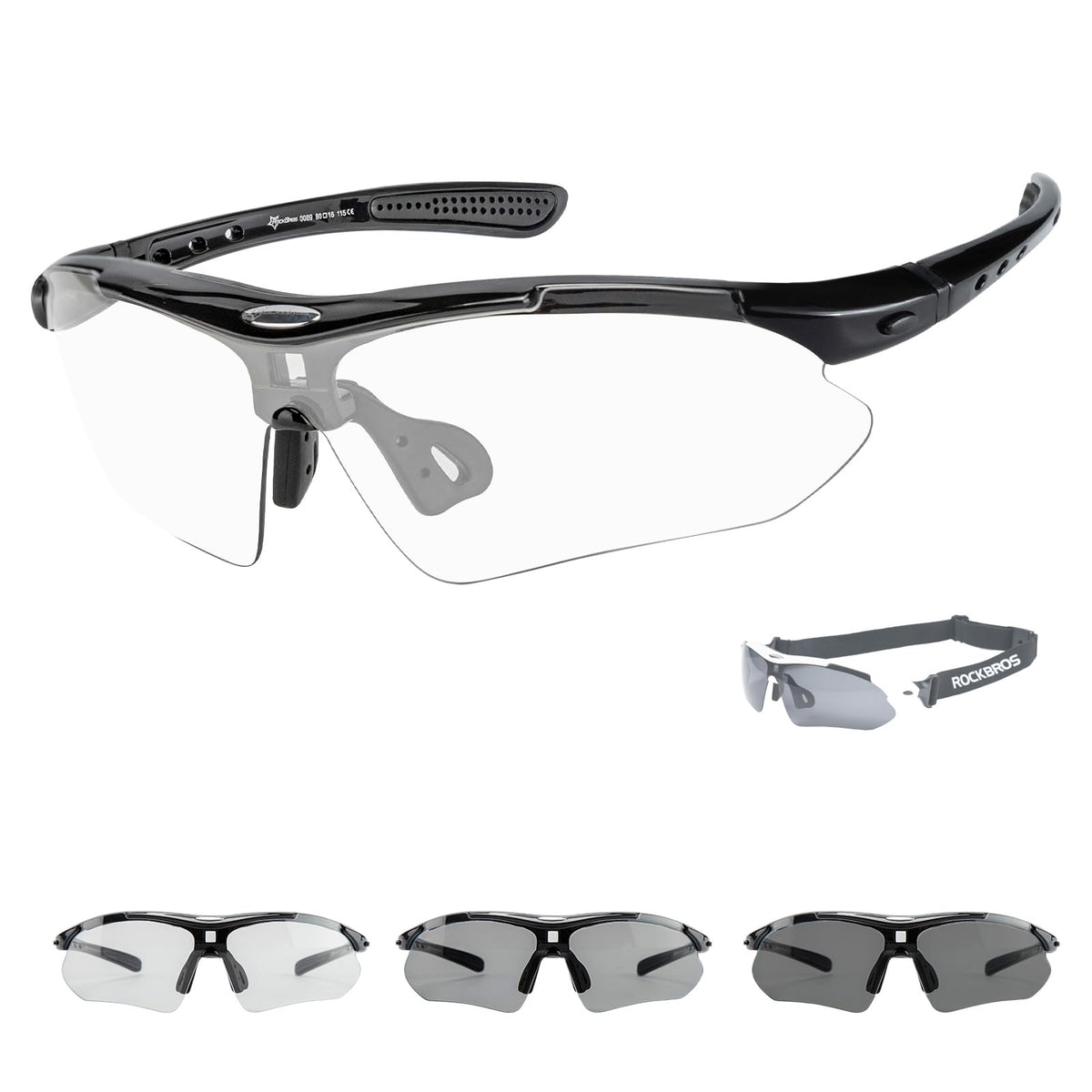 ROCKBROS Photochromic Sports Sunglasses Men Women - UV400 Protection Goggle with Myopia Frame for Running Cycling Driving