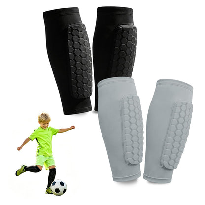 2 Pairs Shin Guards Soccer Kids,Soccer Shin Guards Youth for Boys Girls Protective Gear,Calf Compression Sleeve with Honeycomb Pads for Pickleball Football Ski MTB