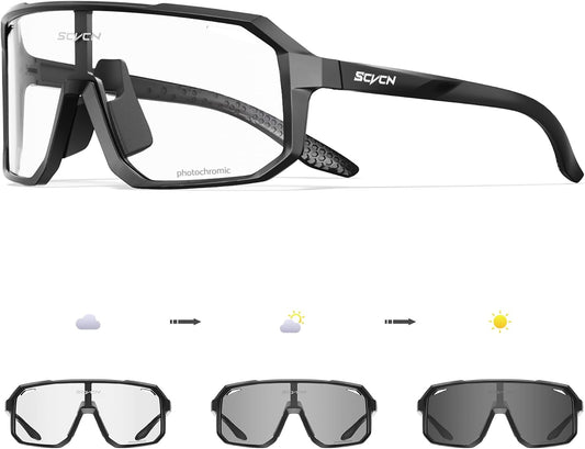 SCVCN Photochromic Cycling Glasses Sport Sunglasses Clear MTB BMX Men Women Running Driving S62