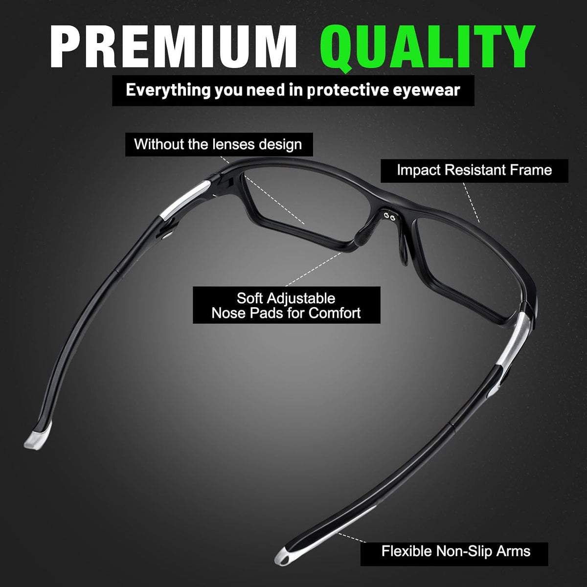 Tallew Lensless Glasses Compatible with Pickleball Eye Protection