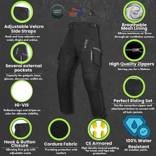 Motorcycle Pants for Men and Women Armored Cordura Overpants Enduro ATV Dual Sports Motocross Cargo Work Touring