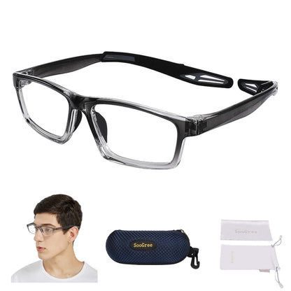 SooGree Sports Goggles Glasses Football Soccer Safety Glasses Goggles Adjustable Strap Interchangeable Temples for Men Youth