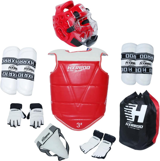 Taekwondo Sparring Gear Set, Head Guard Chest Guard Shin Guard