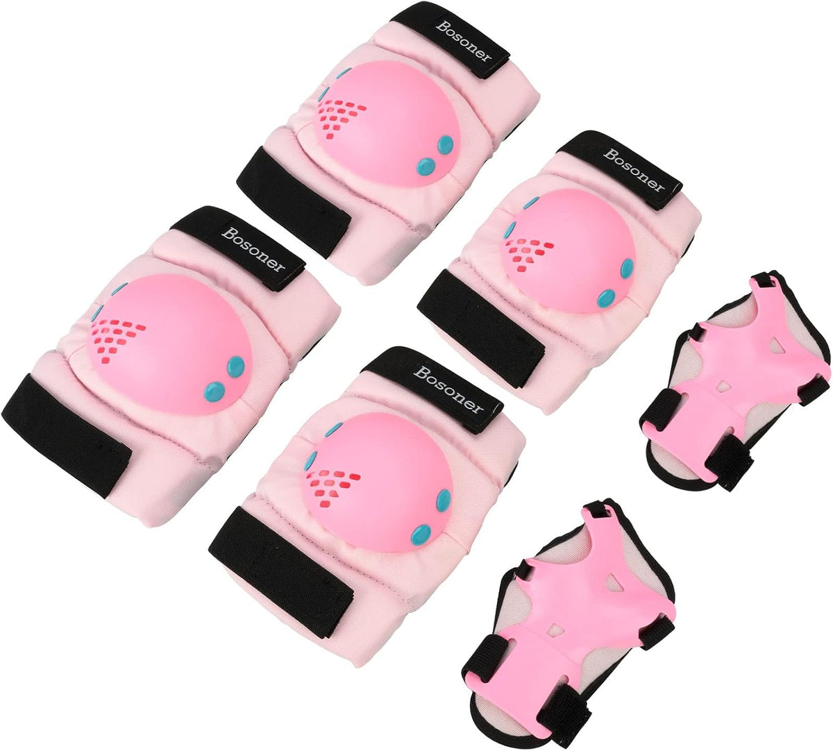 BOSONER Kids/Youth Knee Pads Elbow Pads Wrist Guards Set for 3-15 Years, Child Protective Gear Set for Roller Skates, Cycling, BMX Bike, Skateboard, Inline Skating, Scooter Riding Sports…