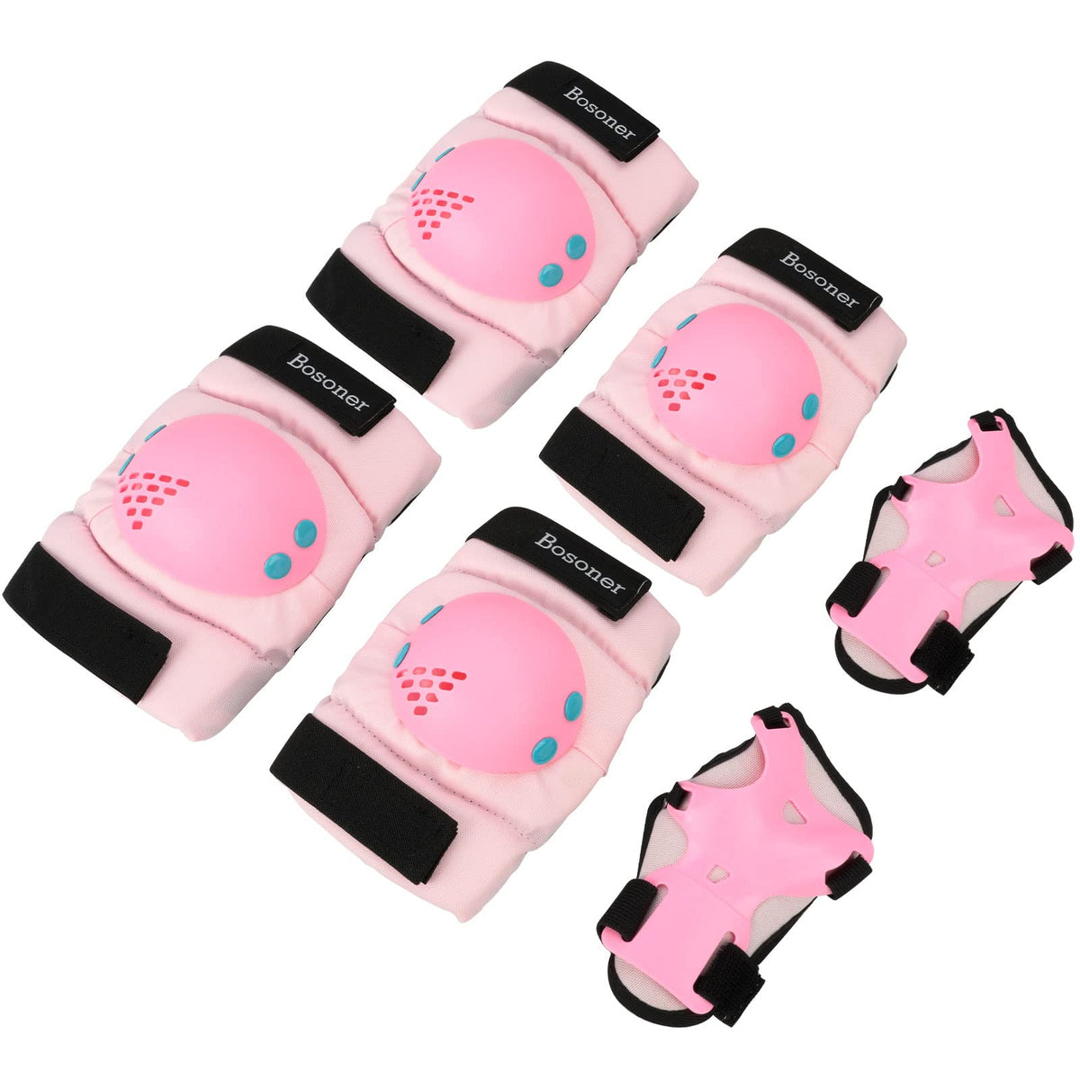 BOSONER Kids/Youth Knee Pads Elbow Pads Wrist Guards Set for 3-15 Years, Child Protective Gear Set for Roller Skates, Cycling, BMX Bike, Skateboard, Inline Skating, Scooter Riding Sports…