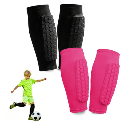 2 Pairs Shin Guards Soccer Kids,Soccer Shin Guards Youth for Boys Girls Protective Gear,Calf Compression Sleeve with Honeycomb Pads for Pickleball Football Ski MTB