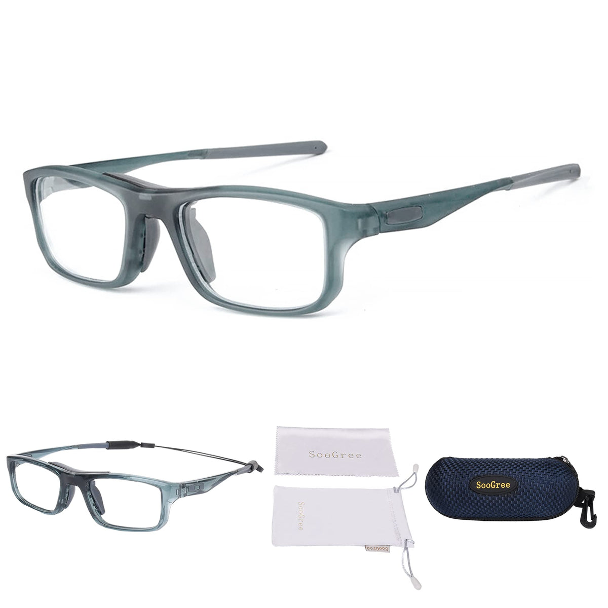 SooGree Sports Goggles Glasses Football Soccer Safety Glasses Goggles Adjustable Strap Interchangeable Temples for Men Youth
