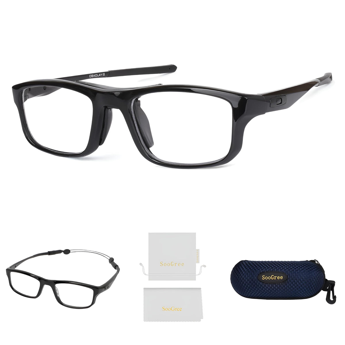 SooGree Sports Goggles Glasses Football Soccer Safety Glasses Goggles Adjustable Strap Interchangeable Temples for Men Youth