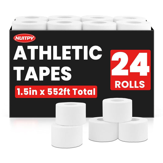 NUITPY 24 Pack Athletic Tape, White Sports Tape, Easy Tear Wrist Tape