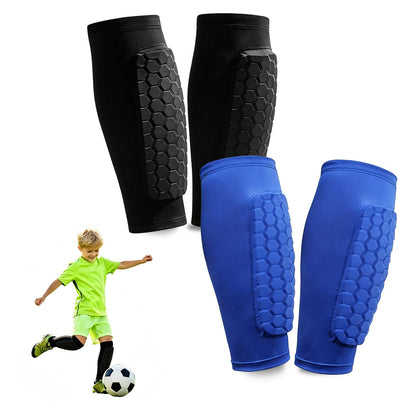 2 Pairs Shin Guards Soccer Kids,Soccer Shin Guards Youth for Boys Girls Protective Gear,Calf Compression Sleeve with Honeycomb Pads for Pickleball Football Ski MTB
