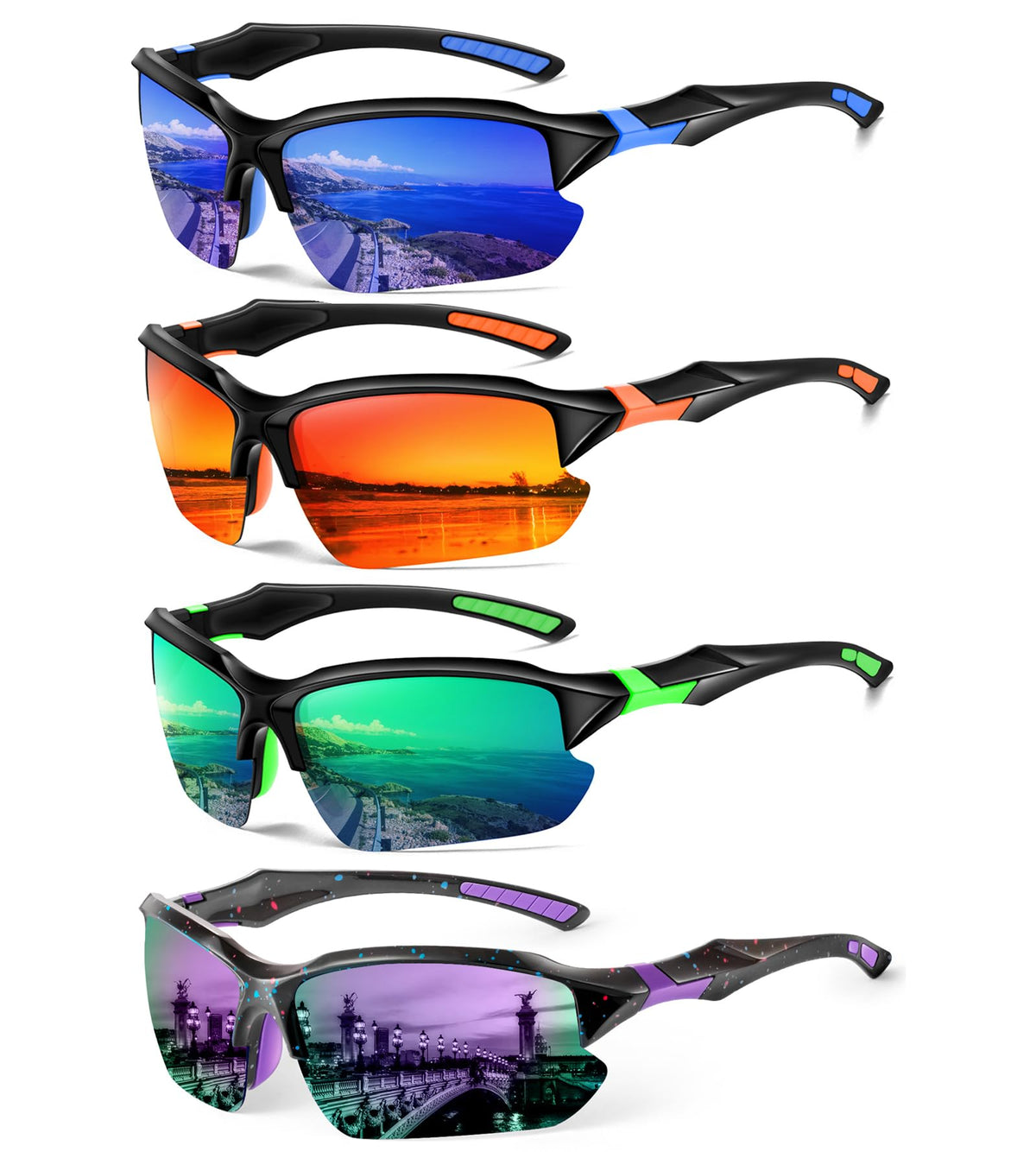 Sports Polarized Sunglasses for Men Cycling Running Fishing UV Protection Sun Glasses Lightweight Half Frame Goggles