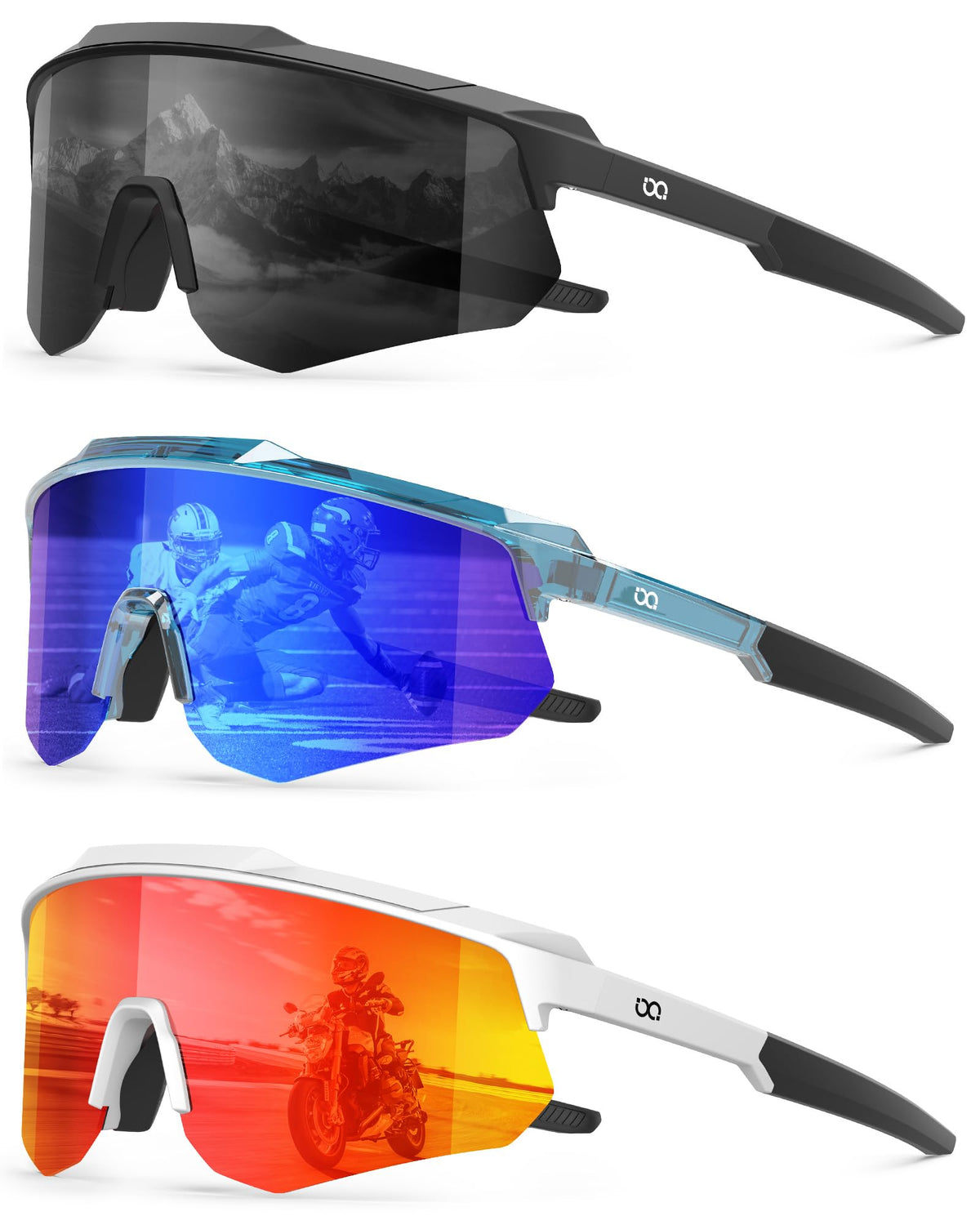 Polarized Sports Sunglasses for Men Women, UV400 One-Piece Lens Sport Shades for Baseball, Running, Cycling, Fishing