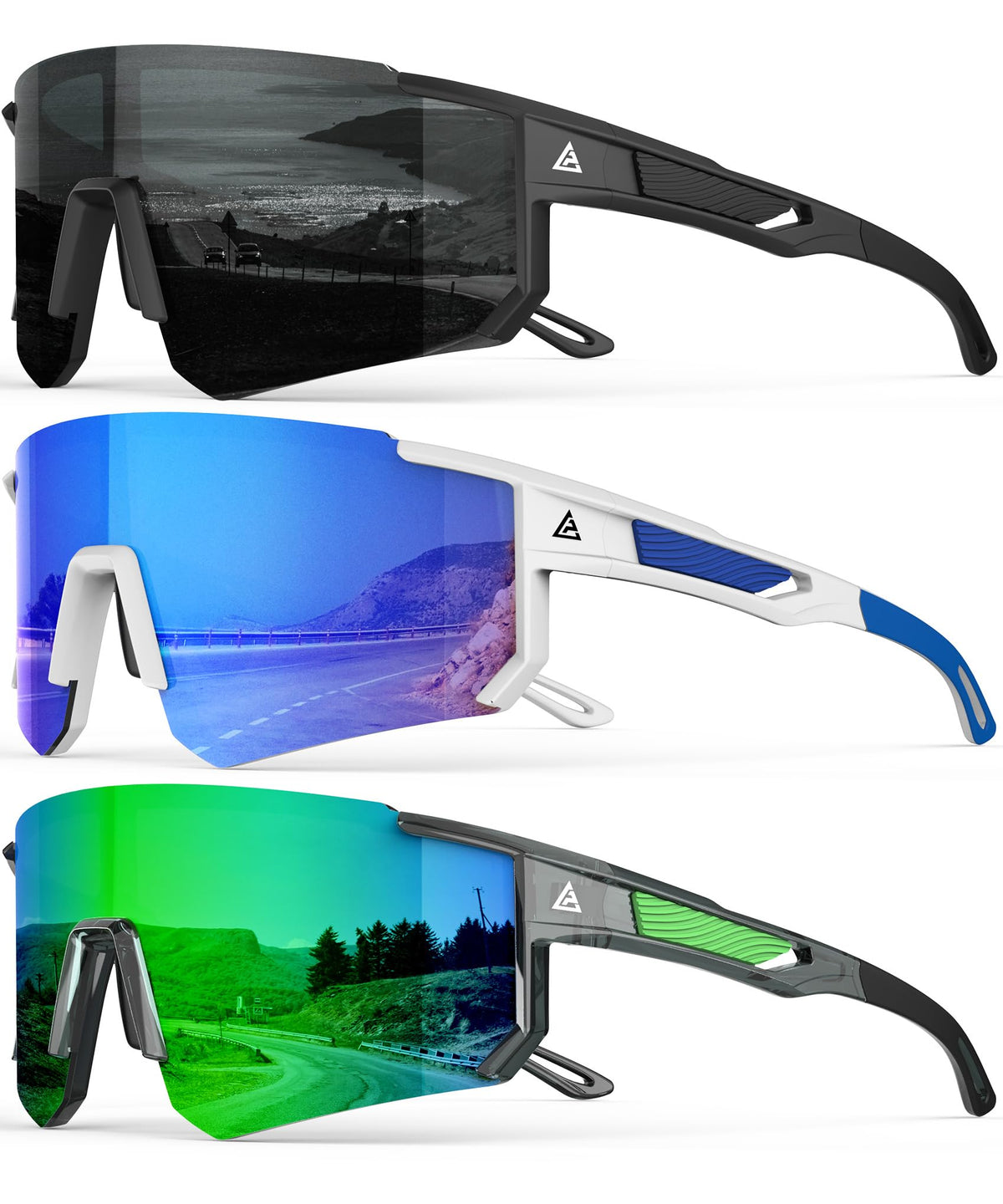 Polarized Sports Sunglasses for Men Women, UV400 Protection Mens Sunglasses Wrap Around Sun Glasses for Cycling Running