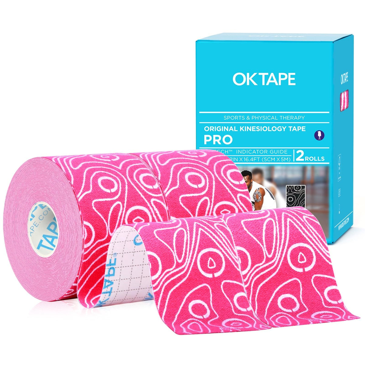 OK TAPE PRO Kinesiology Tape Uncut Roll Bulk, Elastic Physical Therapy Tape