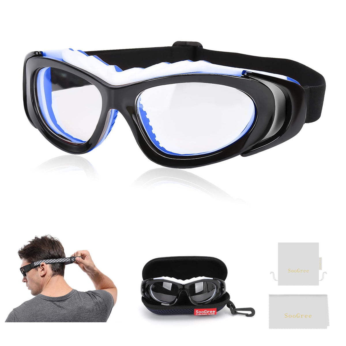 SooGree Sport Glasses for Men Women Basketball Football Sport Goggles Anti Fog Shock Collision Wearable Glasses