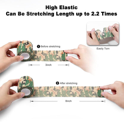 FRESINIDER 16 Rolls Self Adhesive Wrap Athletic Tape Gauze,Medical Bandage,Breathable Elastic Cohesive Bandage for Sports Injury & Pet (Camo)